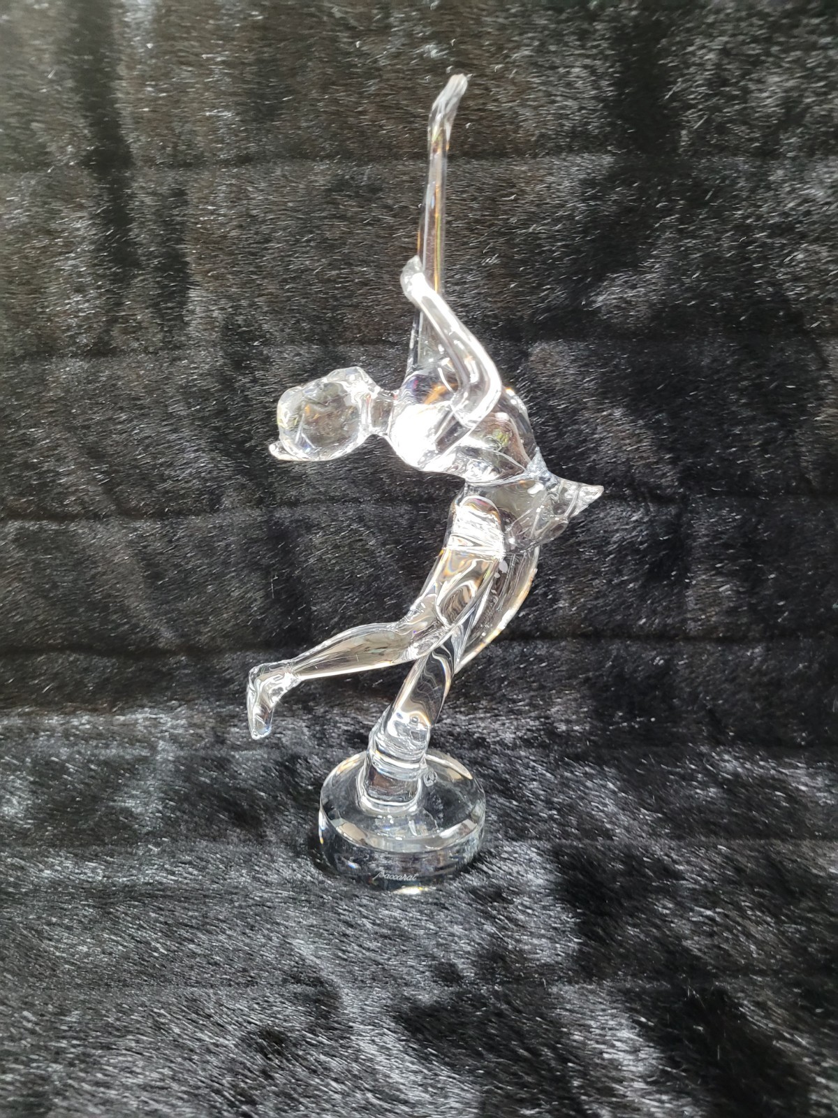 Baccarat France Crystal Ice Skater Lady Figurine Sculpture 11.75″ Signed