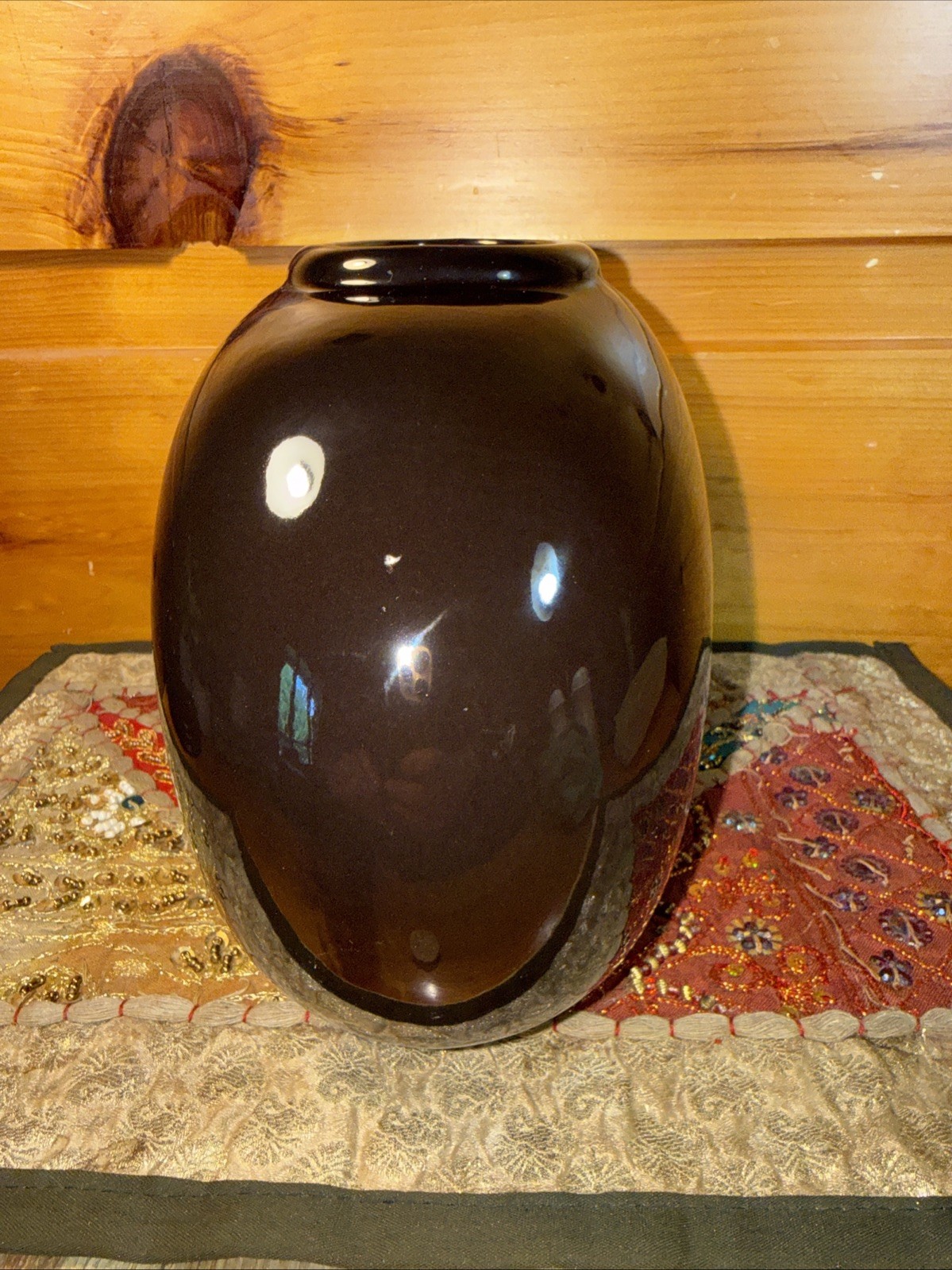 Vintage Chocolate Brown Haeger Oblong Vase #4317 Pottery Classic 1980’s Retro