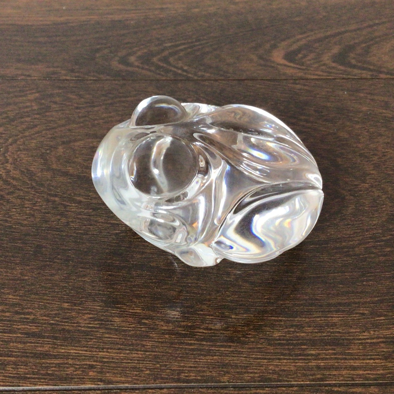 Steuben Crystal Art Glass Frog Paperweight Hand Cooler 2.5″ Signed Mint