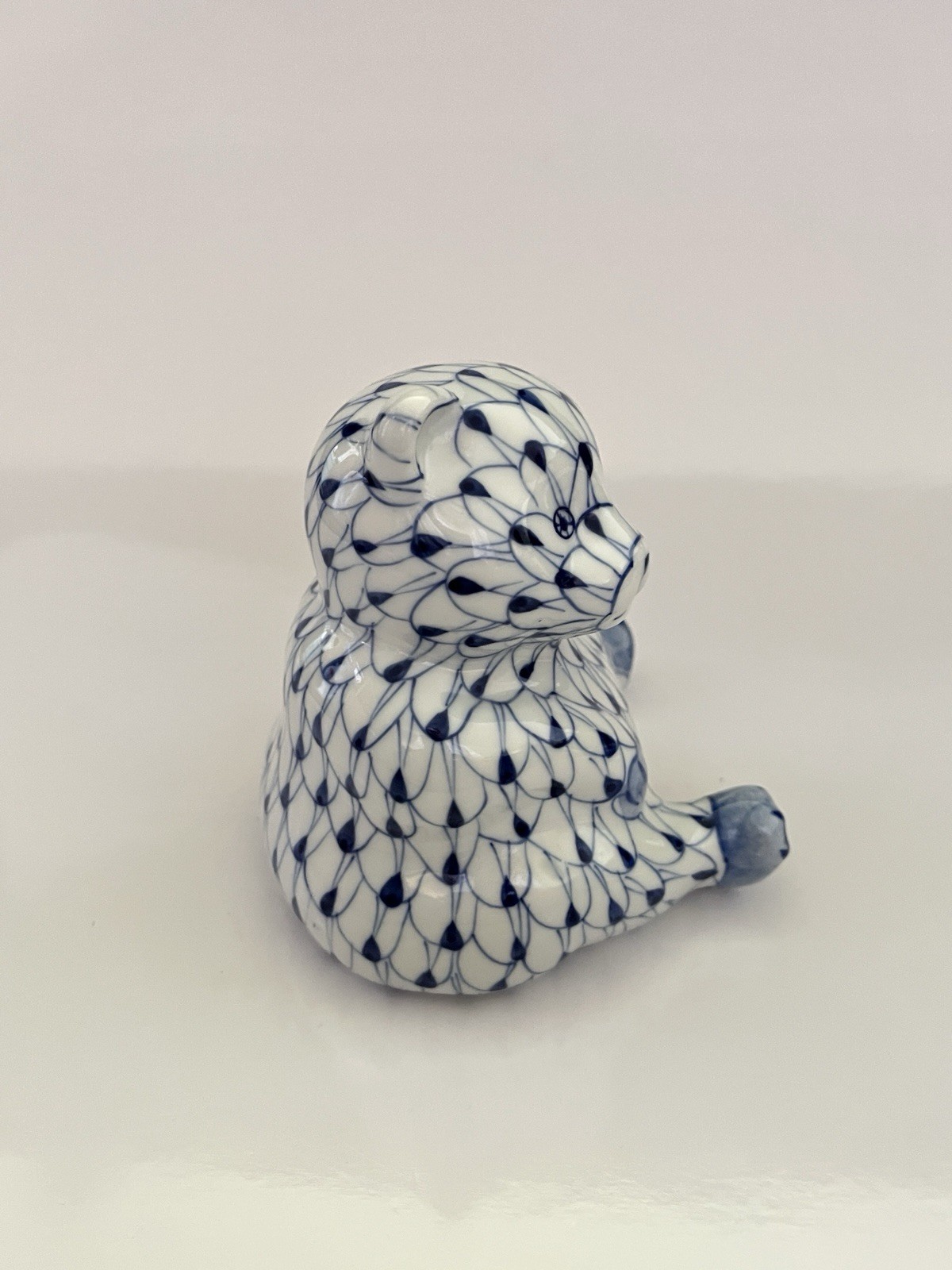 Andrea by Sadek Bear Figurine Blue White Fishnet Decor