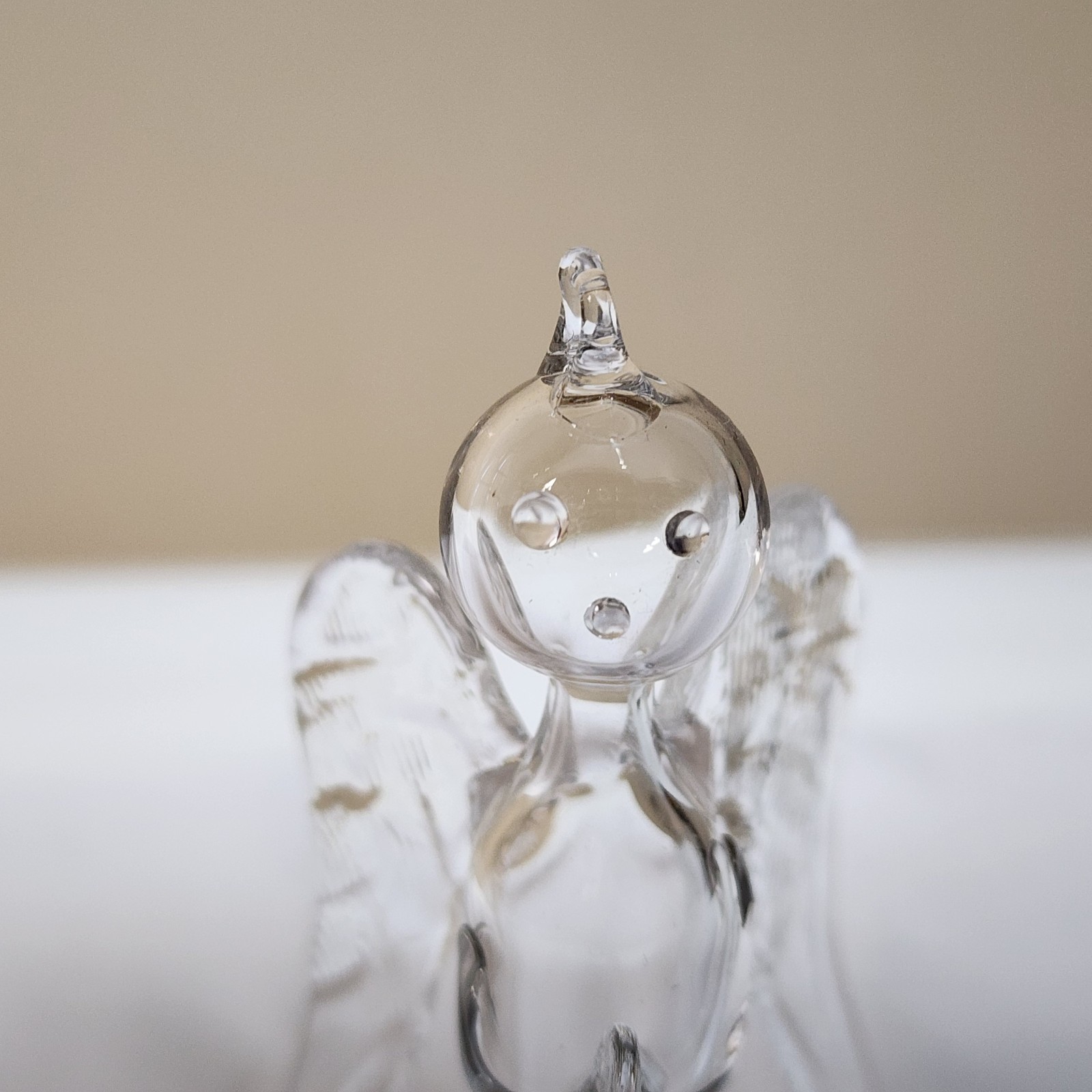 Vintage 4″ Hand Blown Art Glass Parise Vetro Italy Clear Glass Angel Ornament