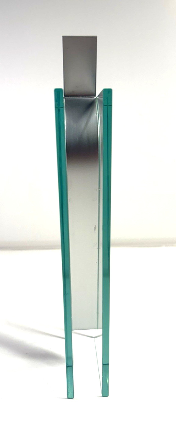 Contemporary Modern Ribbon Vase Clear Glass Aluminum Metal Peter Hewitt Style