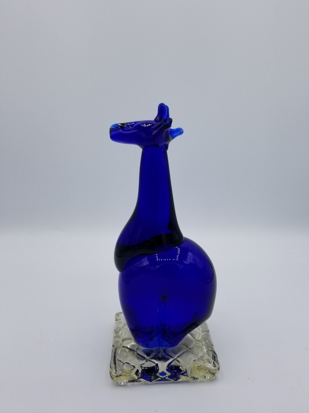 Vintage Studio Cobalt Blue Art Glass Giraffe Figurine Hand blown Paperweight