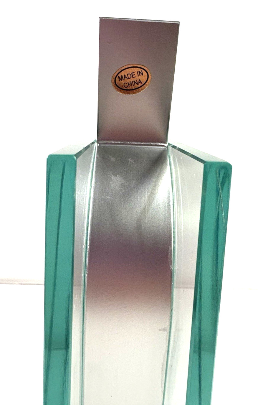 Contemporary Modern Ribbon Vase Clear Glass Aluminum Metal Peter Hewitt Style