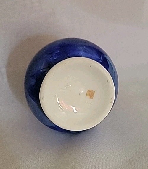 Studio Art Blue Bud Vase Crystalline Finish Glazed Measures 3 3/8 Inches Tall