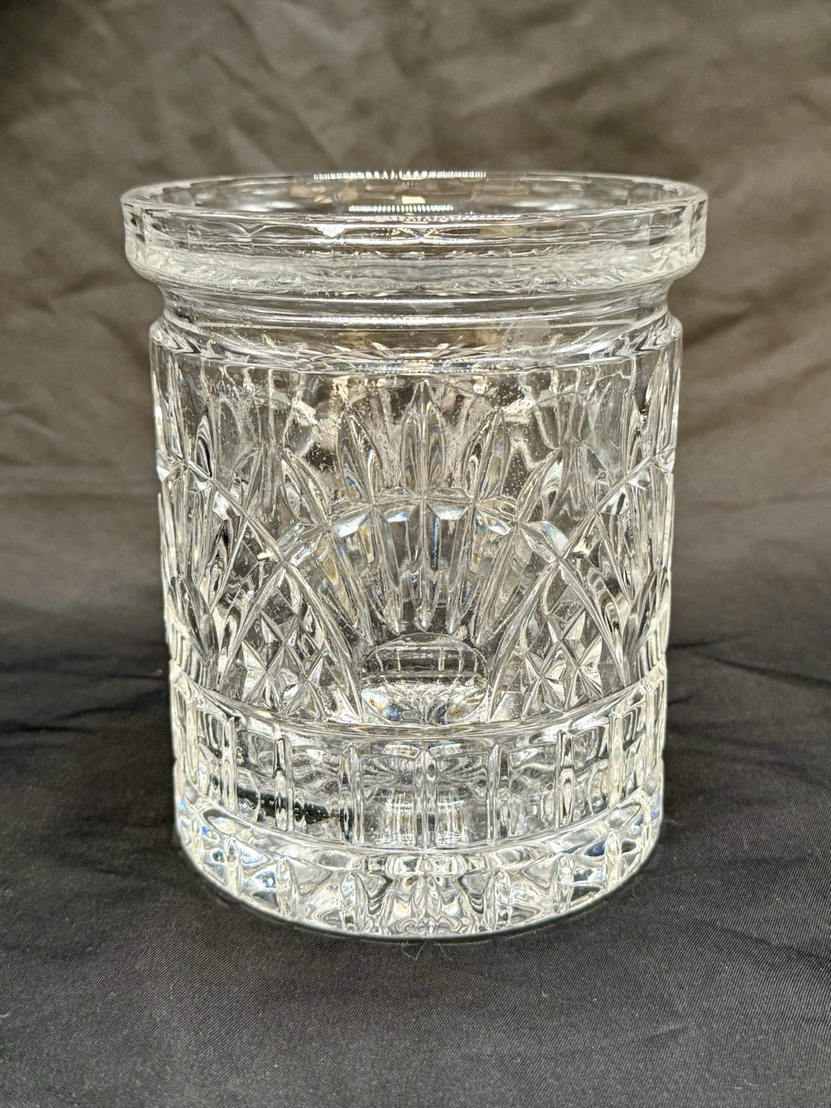 Shannon Crystal Biscuit Box Canister No Lid Vase Pinwheel Starburst Timeless