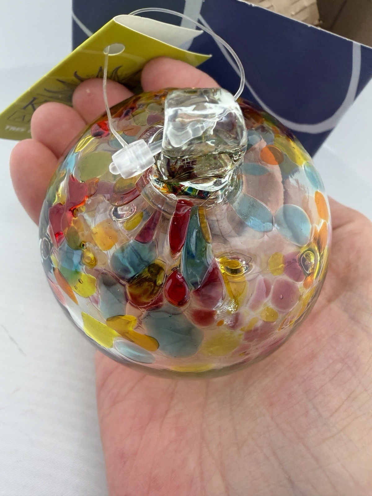 Kitras Art Glass Hand Blown Ornament Tree Of Enchantment Spirit Ball W/ Box Tags