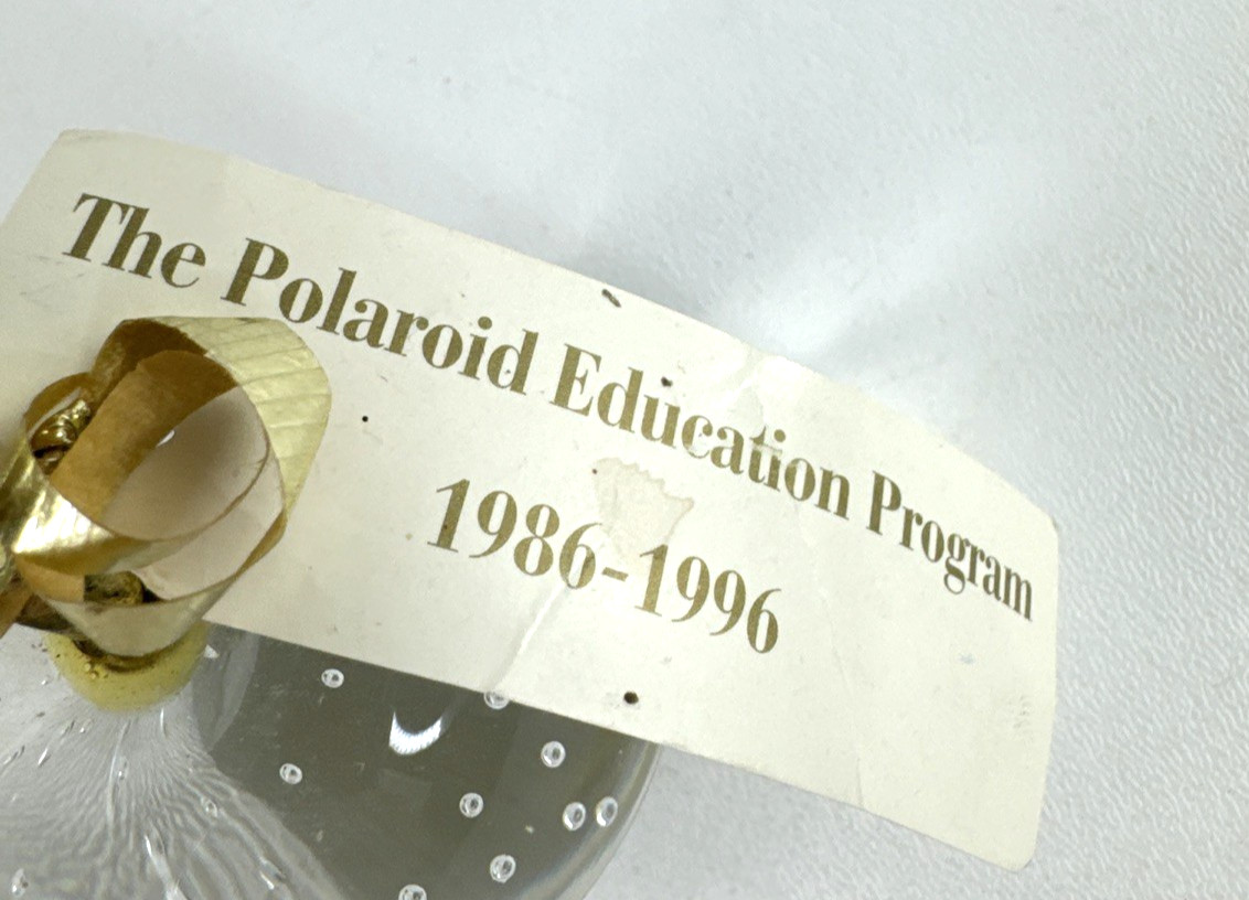 Glass Apple Hand Blown Controlled Bubbles Paperweight Polaroid Education 1986-96