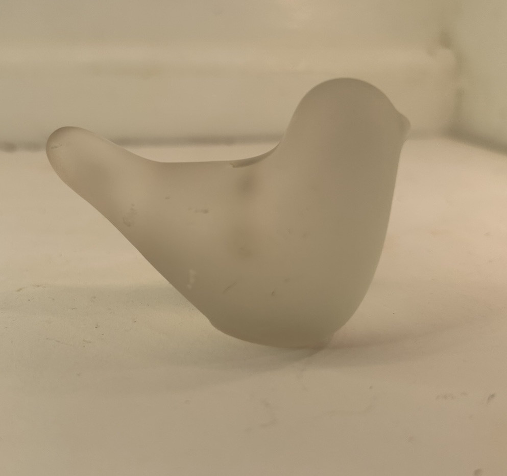Frosted Satin Art Glass Dove Bird Figurine Paperweight Candle Holder 2 inches