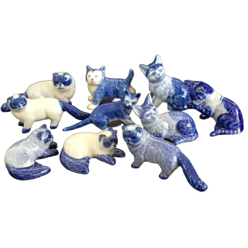 persian cat delft blue ceramic porcelain 1pc miniature other variation figurine