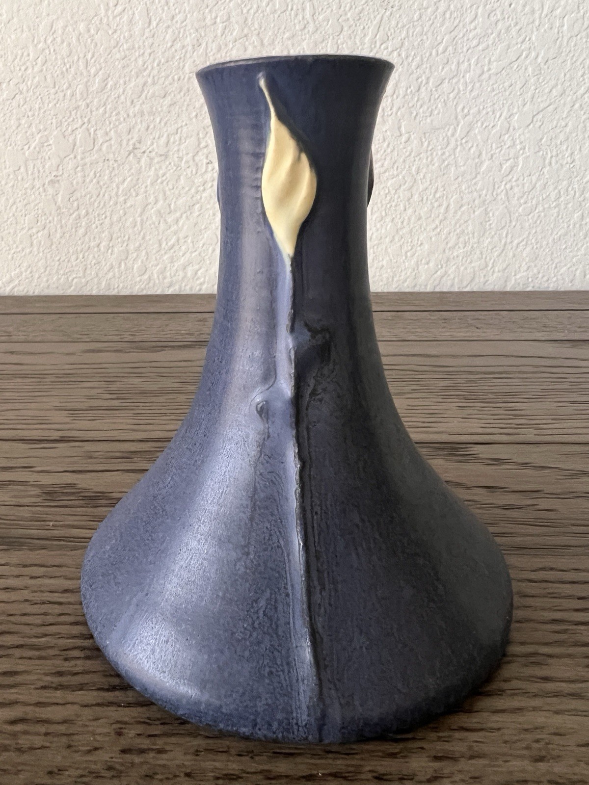 Ephraim Faience Pottery Budding Candlestick Vase Kevin Hicks Blue Vintage 4.5″ T