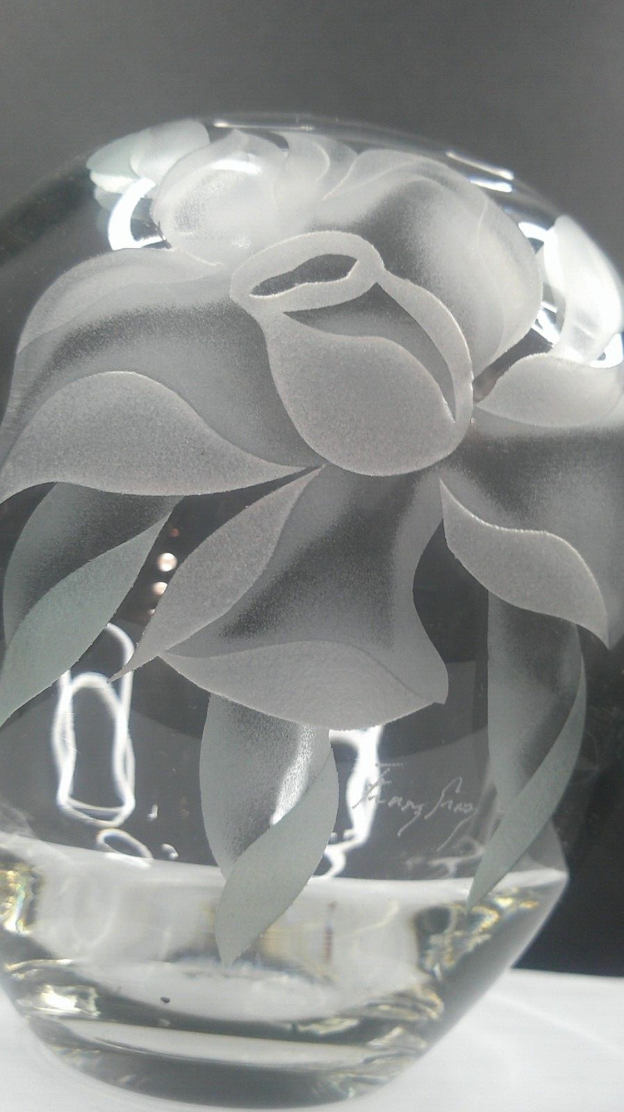 Tiffin, Signed, Rose, Swedish Optic, Vase, American Art Glass, 1940’s, VgCd