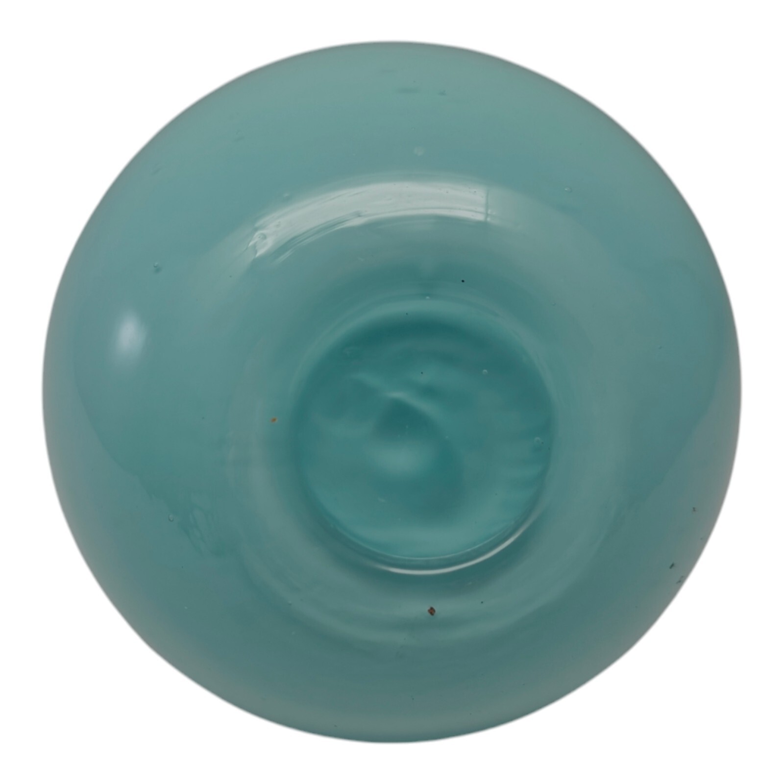 Two Toned Art Glass Bud Vase Aqua Cobalt Blue Rim Bulb