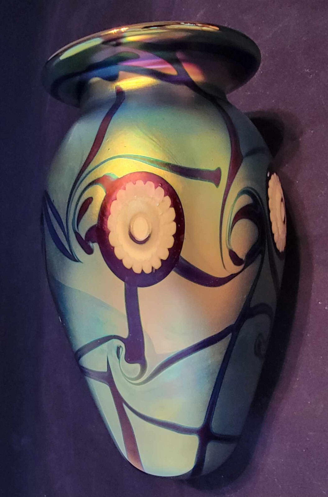Robert Eickholt Blue Aurene Sea Scape Vase – Signed – 2005