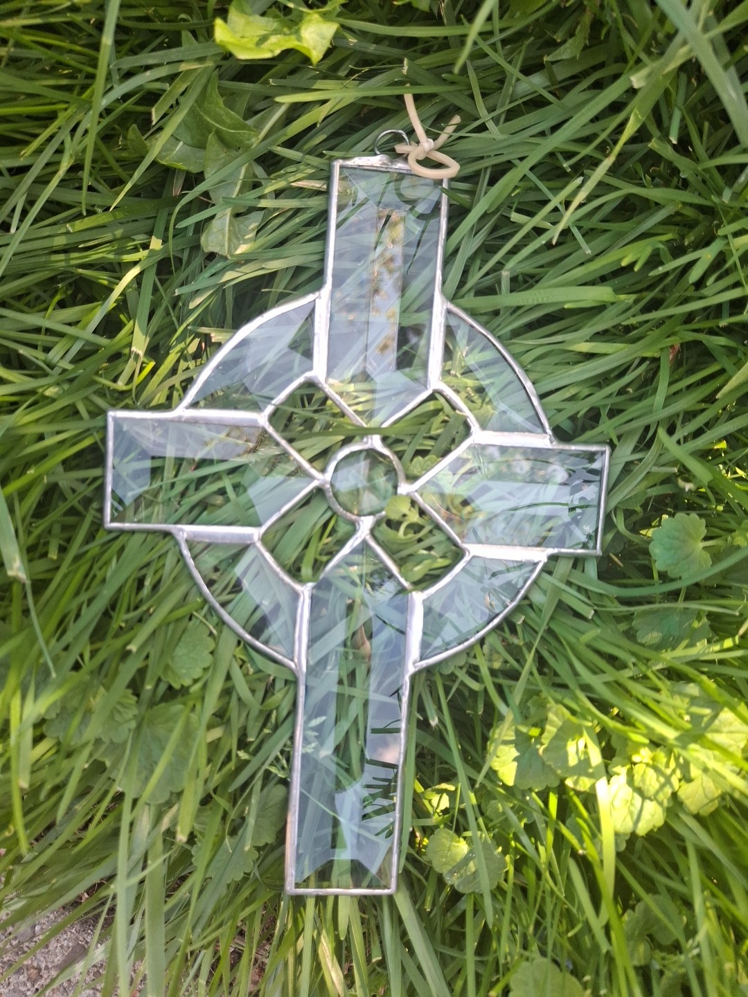 9″Christian Cross Window Suncatcher Clear Beveled Glass Leaded Prism Center 🎁