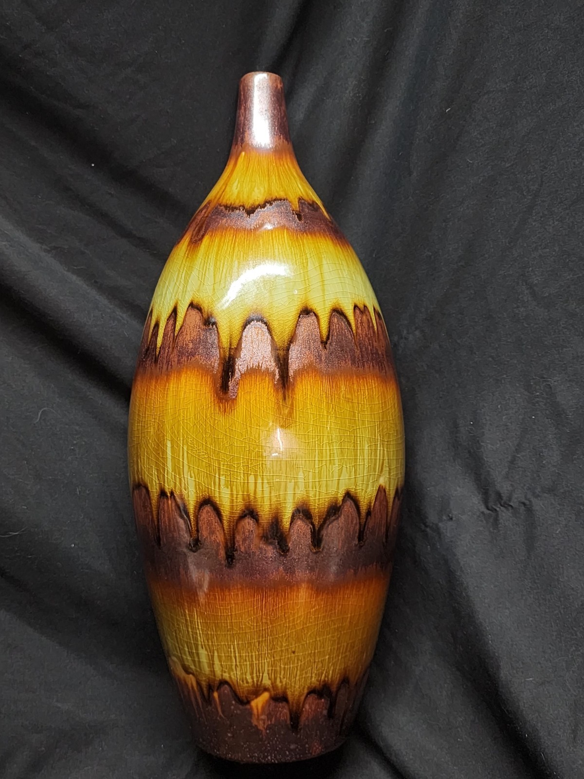 Vintage Colorful Abstract Paint Drip Art Pottery Vase 16”