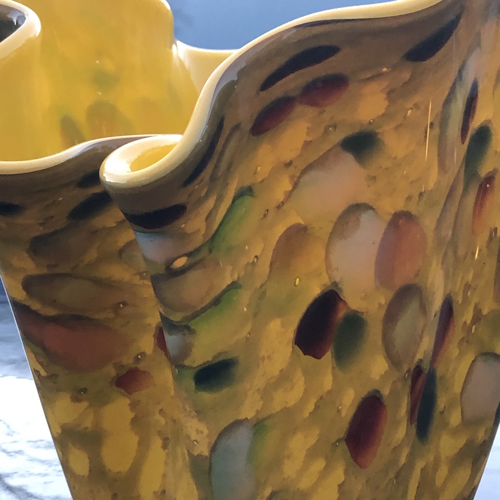 ALICJA Hand Blown Art Glass Abstract Colorful Pattern Decorative Vase Poland