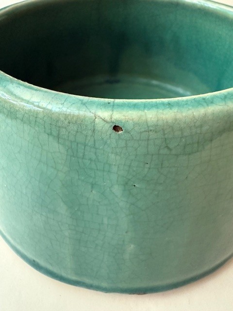 Early McCOY “DOG.” SPANIEL FEEDER BOWL Collector Green Glaze