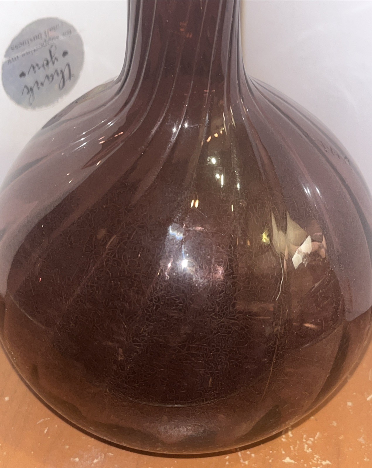 METROPOLITAN MUSEUM OF ART MOMA Amethyst Glass VaseHand Blown Swirl Vint. 8”H