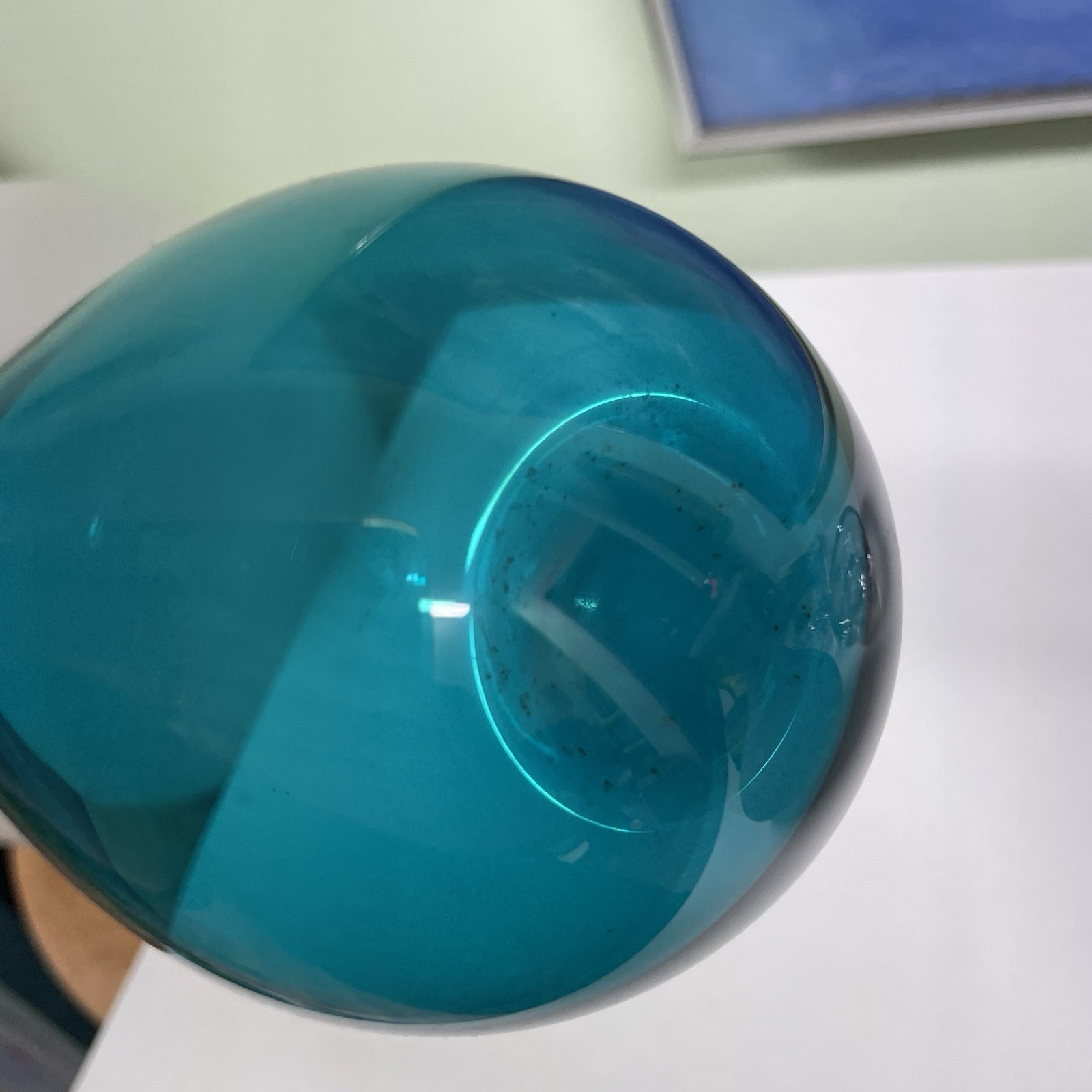 Vintage Mid Century Modern Lindshammar Gunnar Andar Swedish Teal Blue Bud Vase