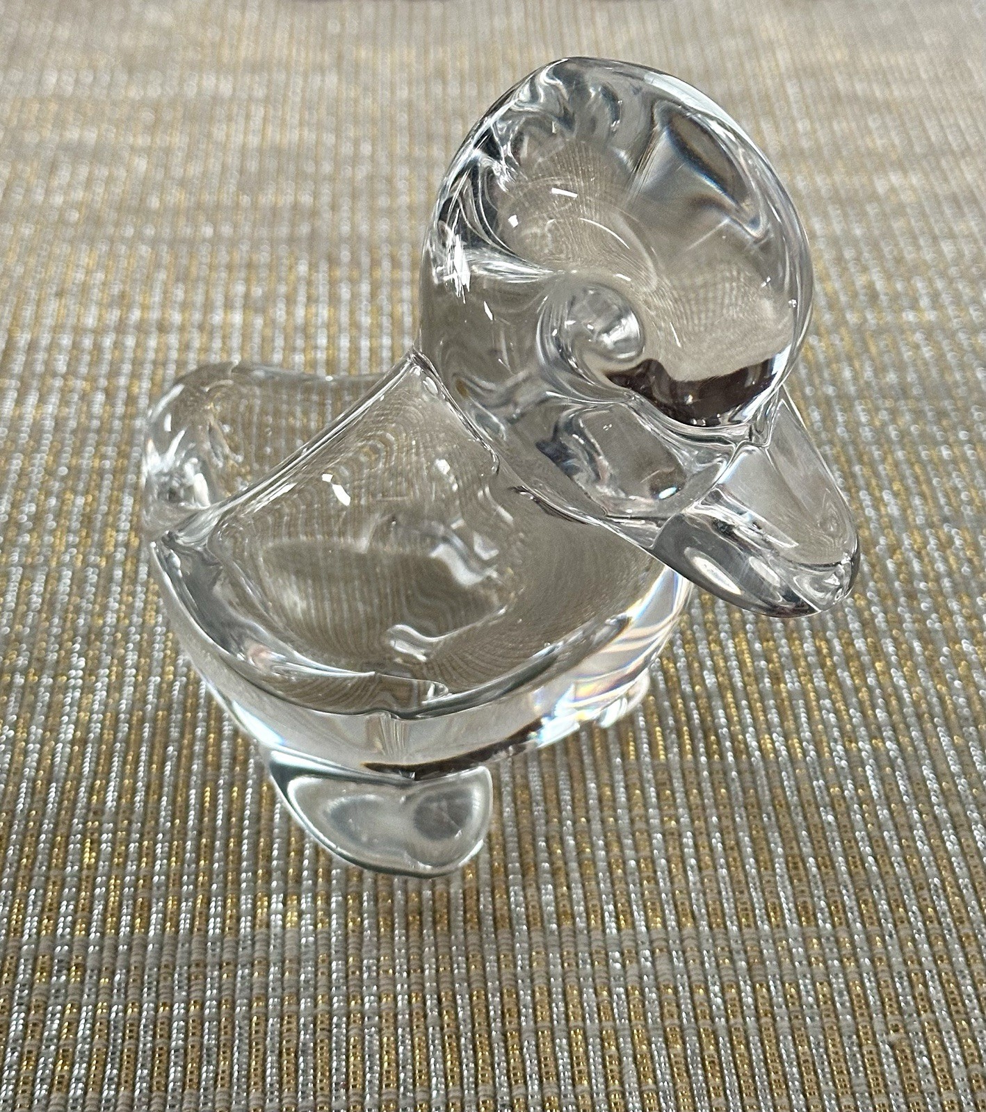 Crystal Duck Trinket Figurine ART Vannes Le Chatel France Heavy Art Glass RARE