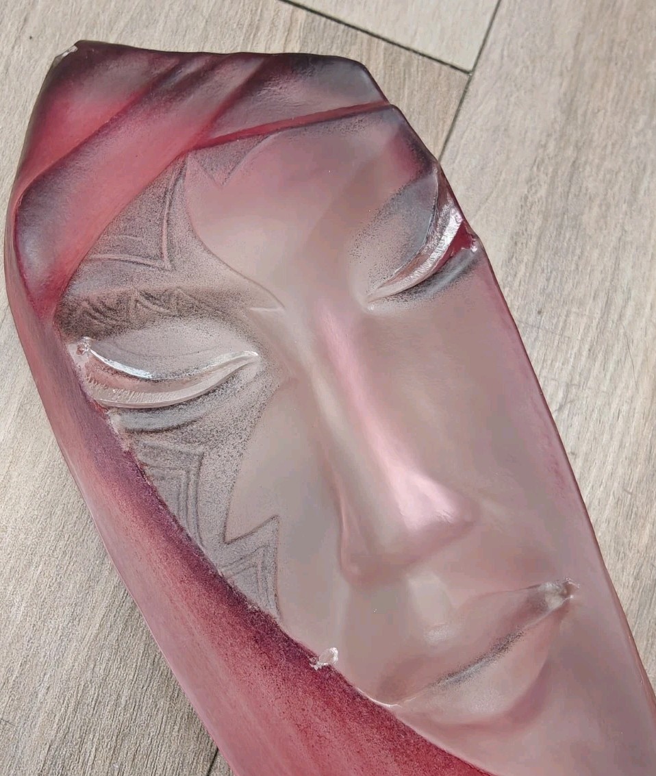 Mats Jonasson Maleras Glass ‘Batzeba’ Masq Face Sculpture Signed READ