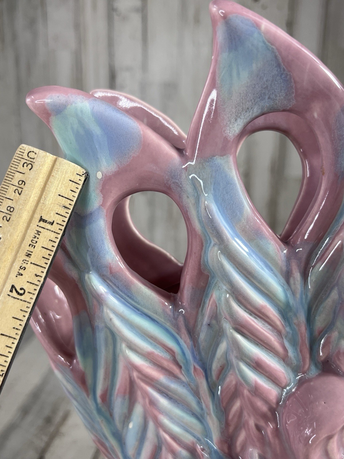 Vintage Royal Haegar Spotted Pink And Blue Peacock Vase