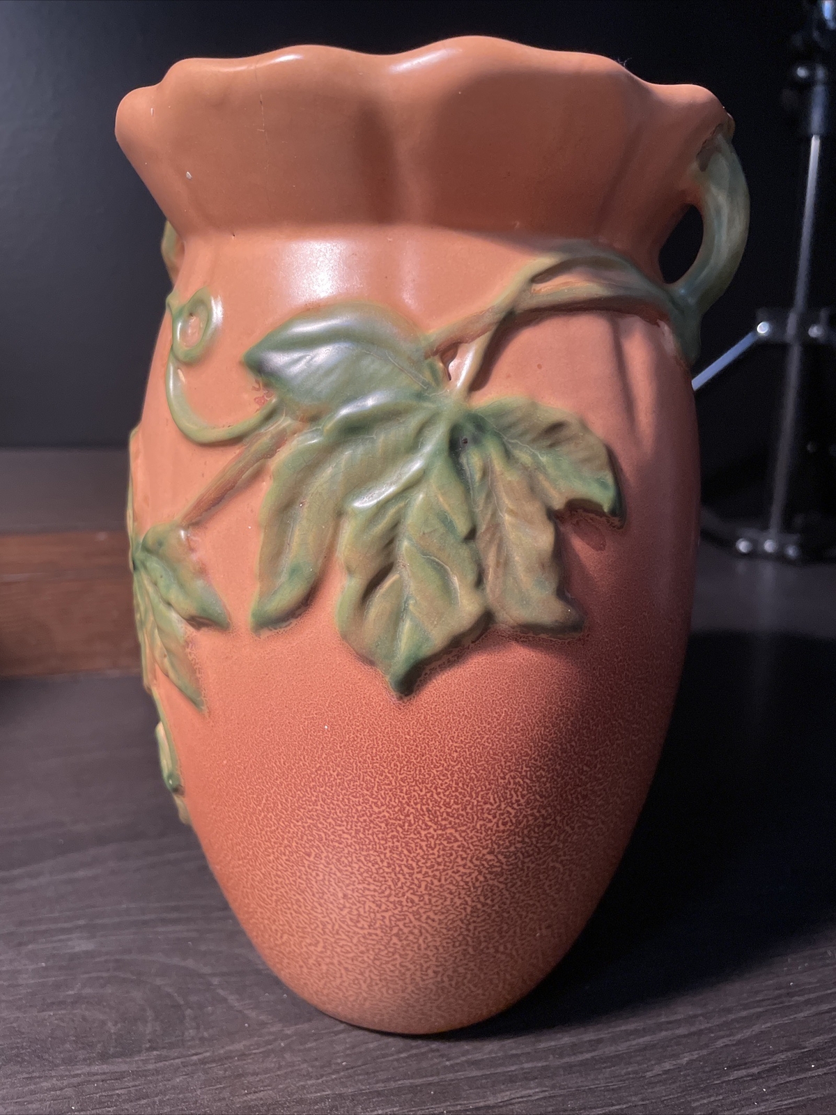 Weller Pottery Brown Green Leaves Mid Century G-23 Vase – SMALL CRACK