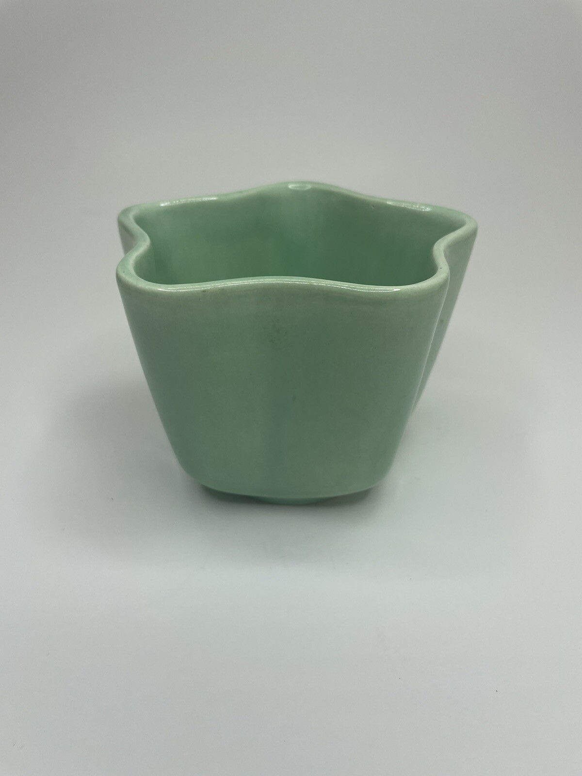 Treasure Craft Seashell Starfish Stoneware Vase Bowl, Mint Green 3.5″ Vintage