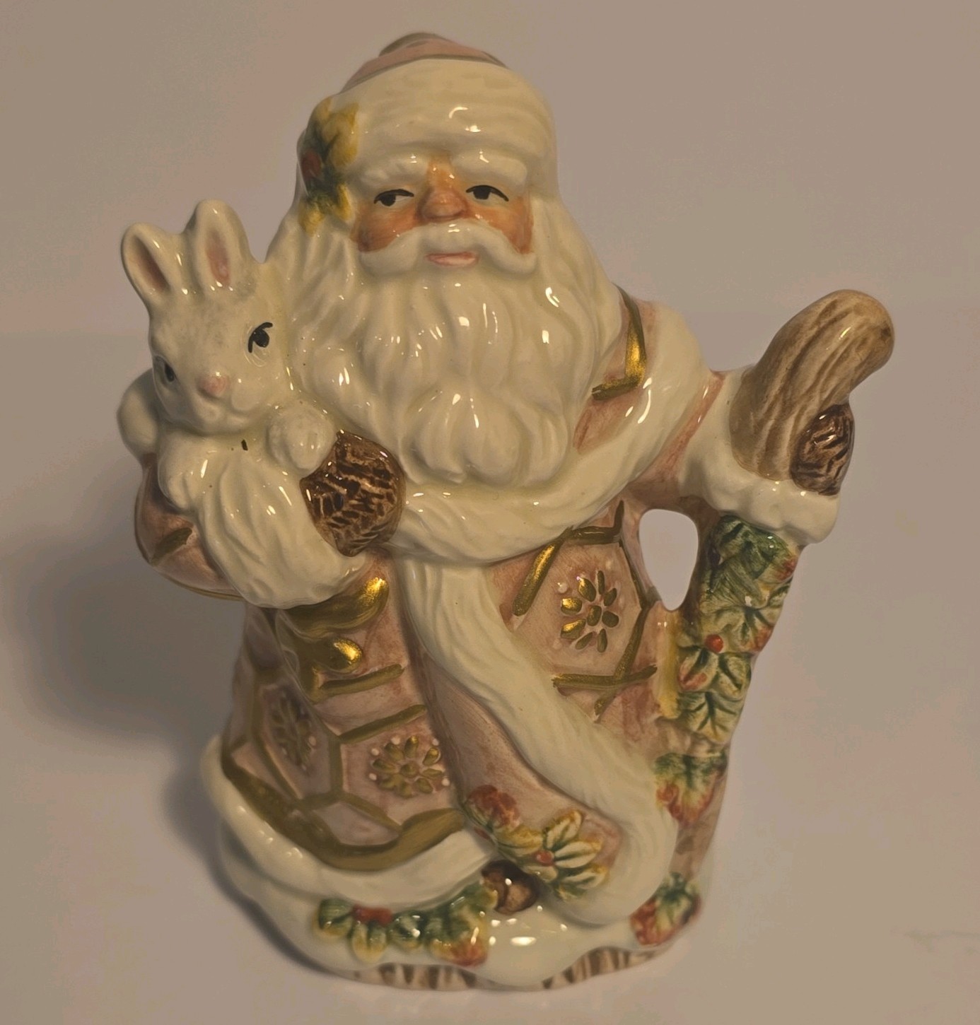 Fitz and Floyd Santa Claus /Rabbit Christmas Tree Salt and Pepper Set.
