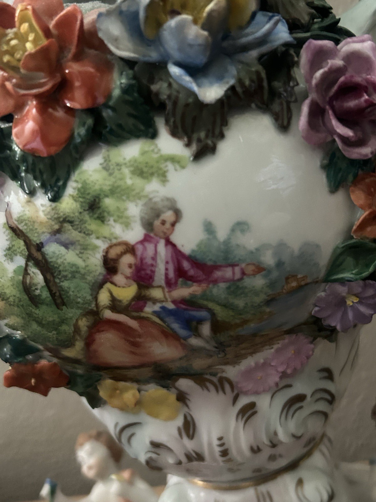 Rare Rococo Dresden Potschappel Large Urn Early 20th Century