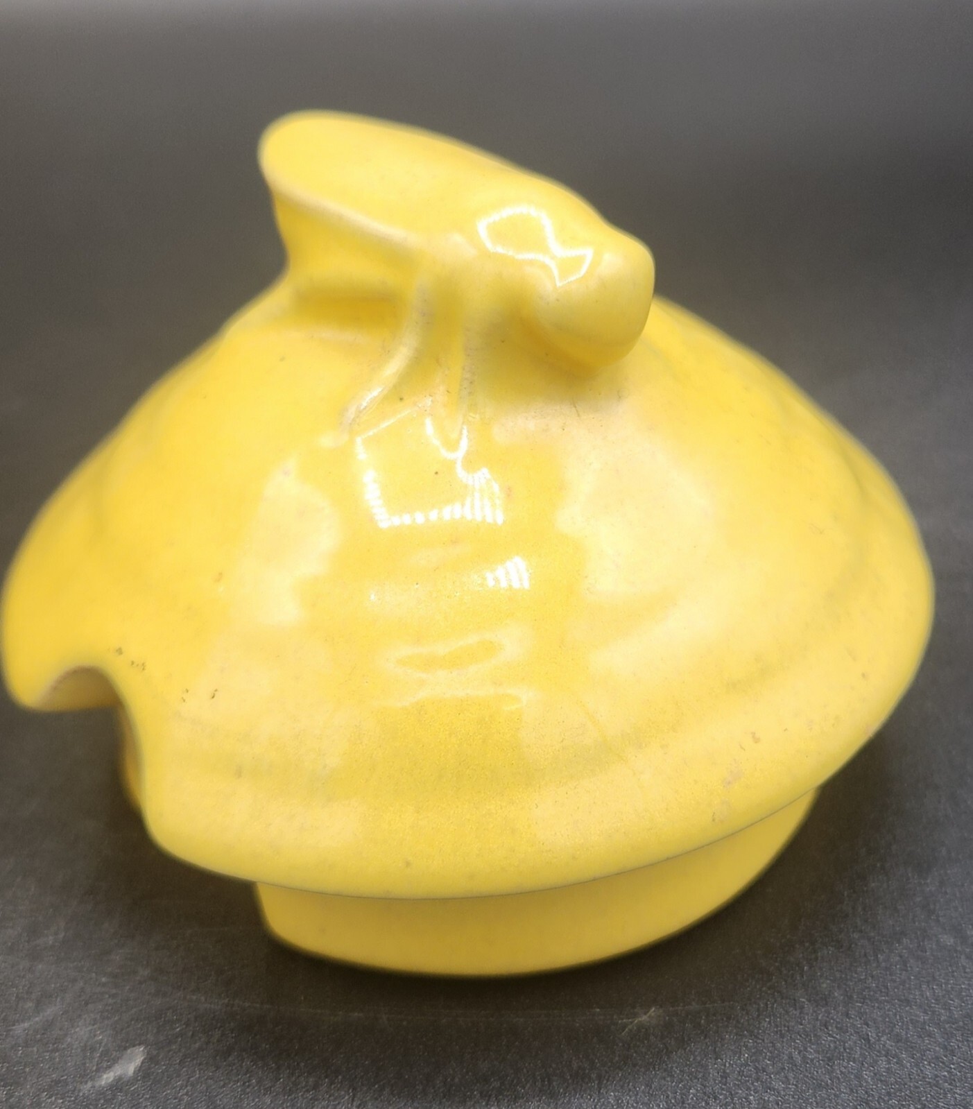 Vintage FRANKOMA POTTERY 803 Honey Jug Beehive Yellow Glaze W/Bee Lid, 12oz, USA