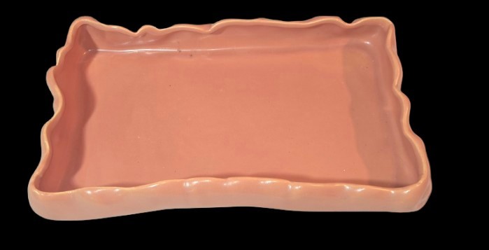 Vintage Mid-Century Royal Haeger Pink Scalloped Ceramic Planter Tray / Dish…