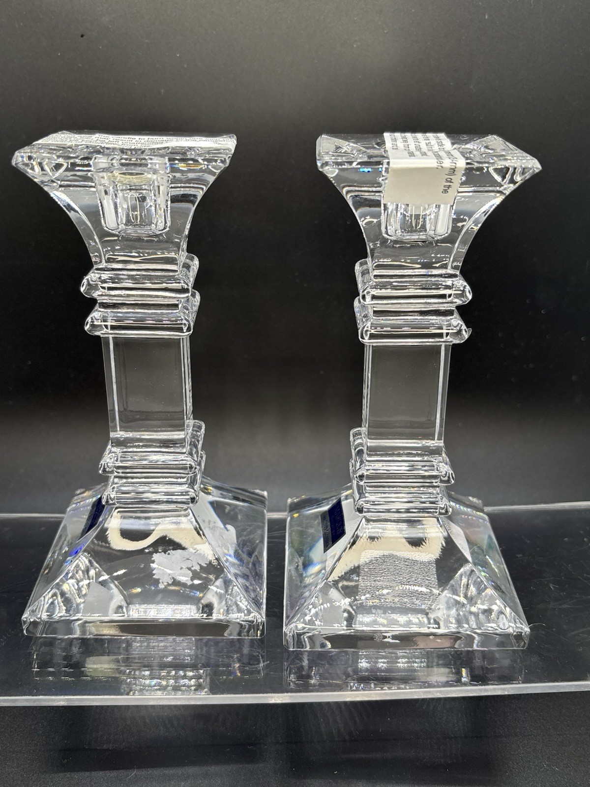 Marquis By Waterford Treviso Crystal Candlestick 6” Pair Square New (Other)