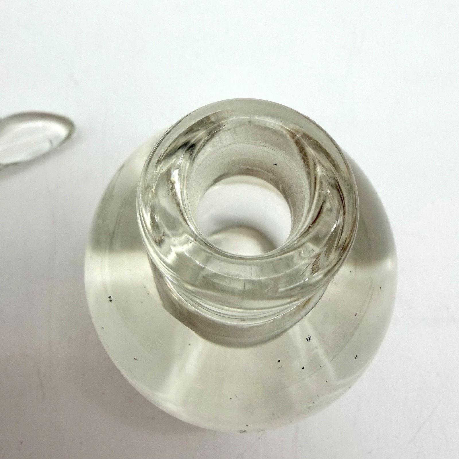 Vintage Perfume Bottle With Stopper Art Glass Clear Swirl Wing Flame Paperweight