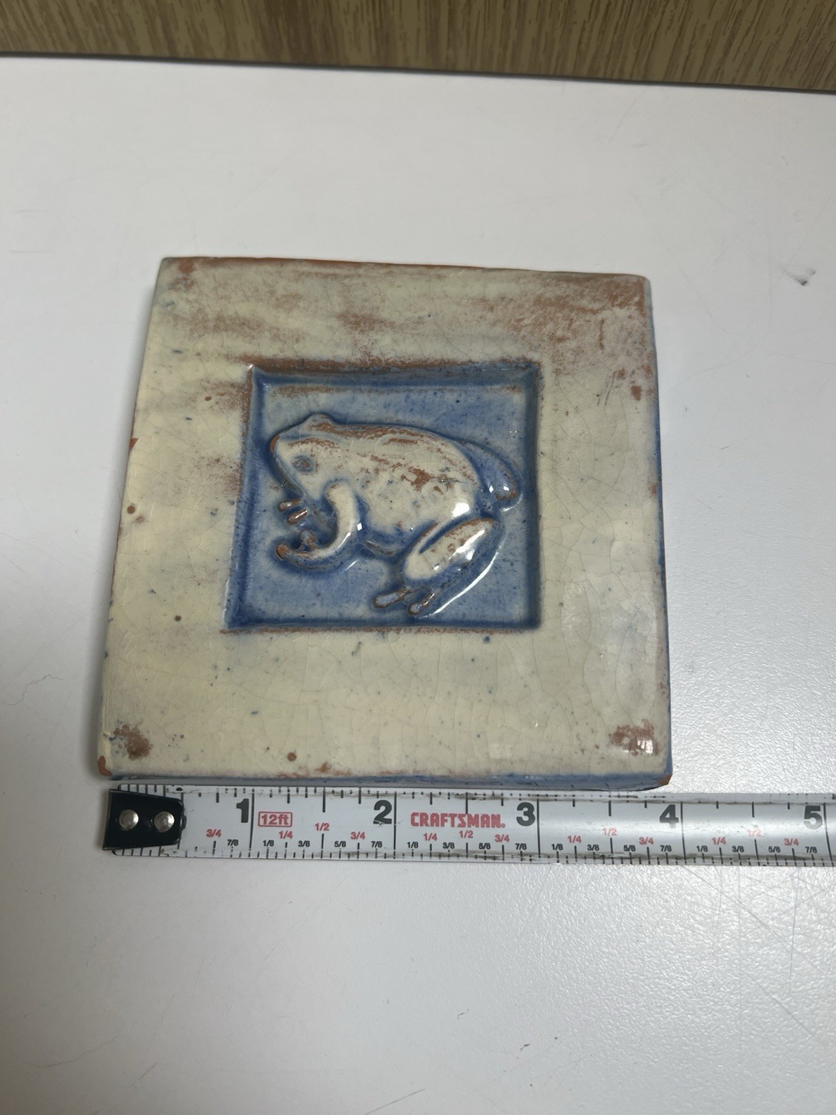 Frog And Bee 3D Tiles 4” Square Set Of Two Hand Made Pottery