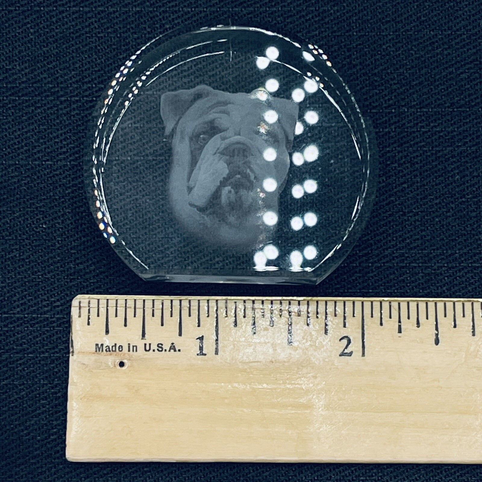 English Bulldog Optical Crystal Impressions Sculpture Laser Glass Paperweight