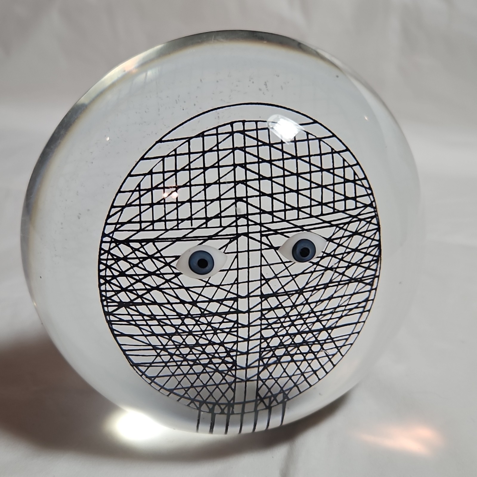 Merle Edelman EG Design Canada lucite sculpture featuring an Op Art style face.