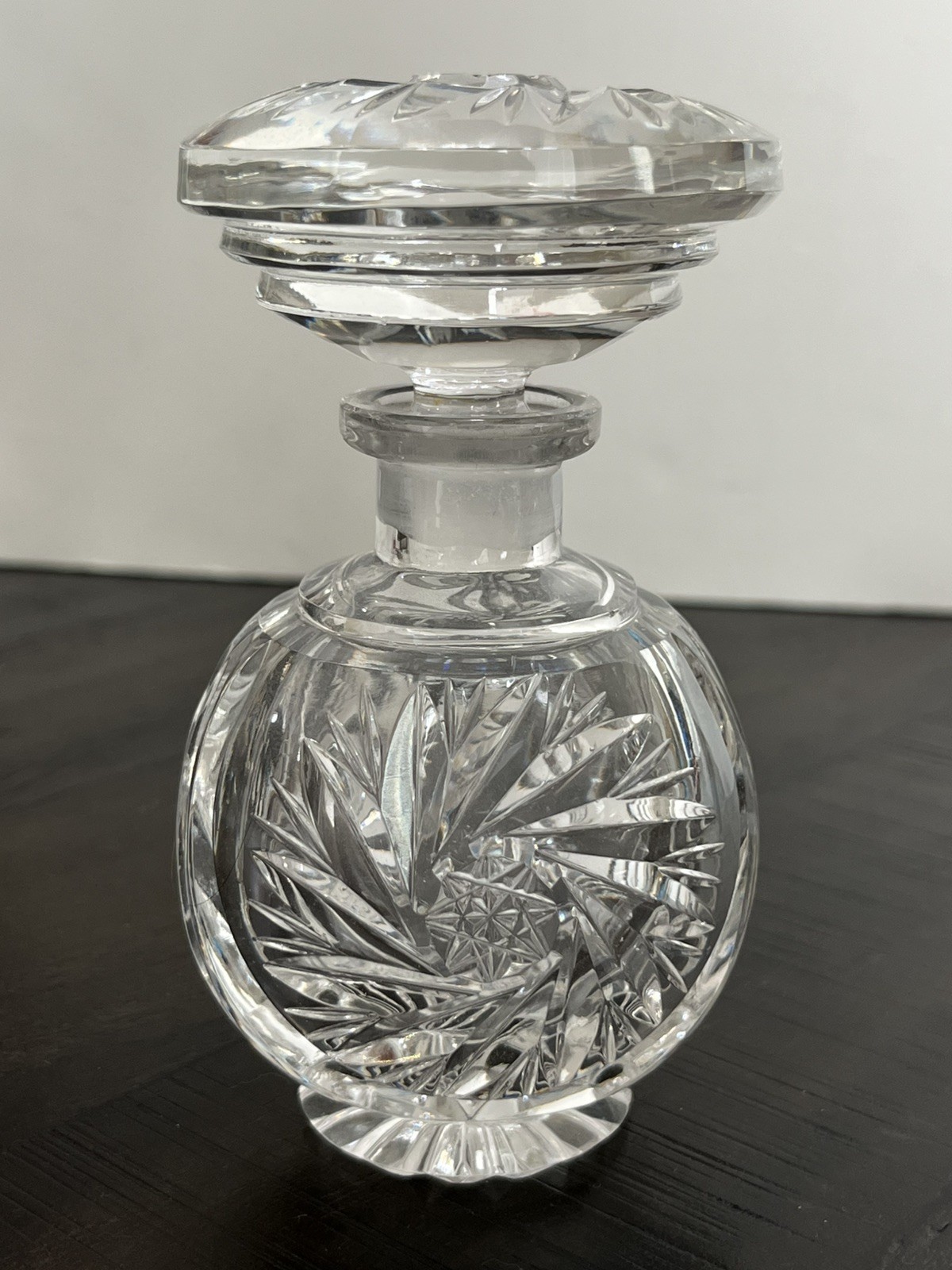 AMERICAN BRILLIANT PERIOD ABP Cut Glass Cologne Perfume Bottle Hobstar Starburst