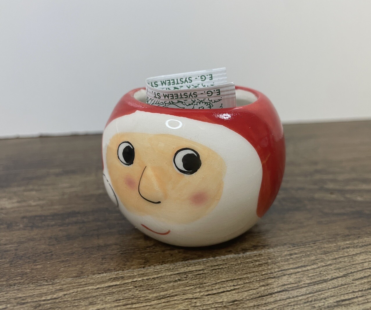 Mini Santa Claus Head Ceramic Vase Planter Grass Growing 2.25″ Holder Christmas