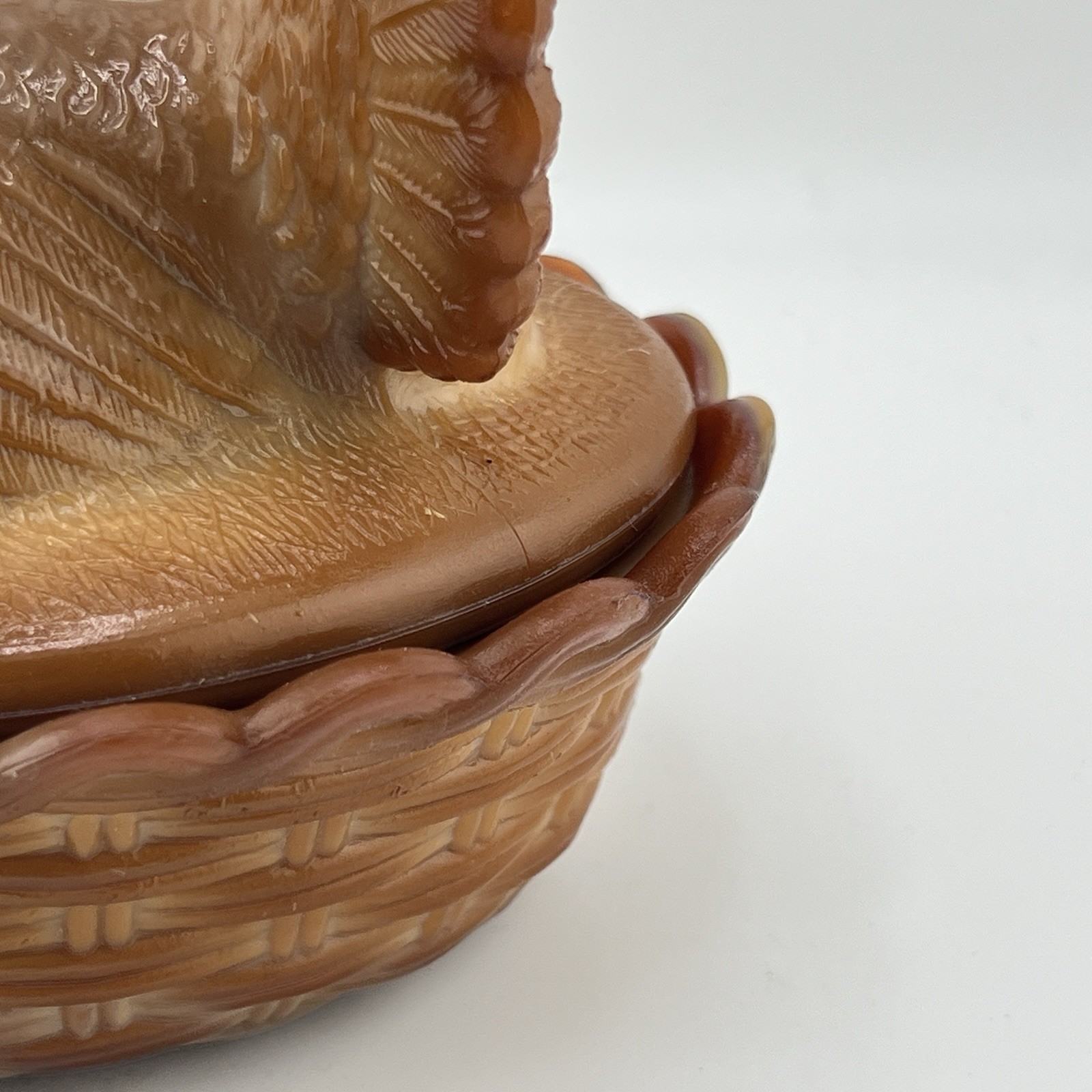 Fenton Turkey on Nest Carmel Slag Glass 100th Anniversary Rare