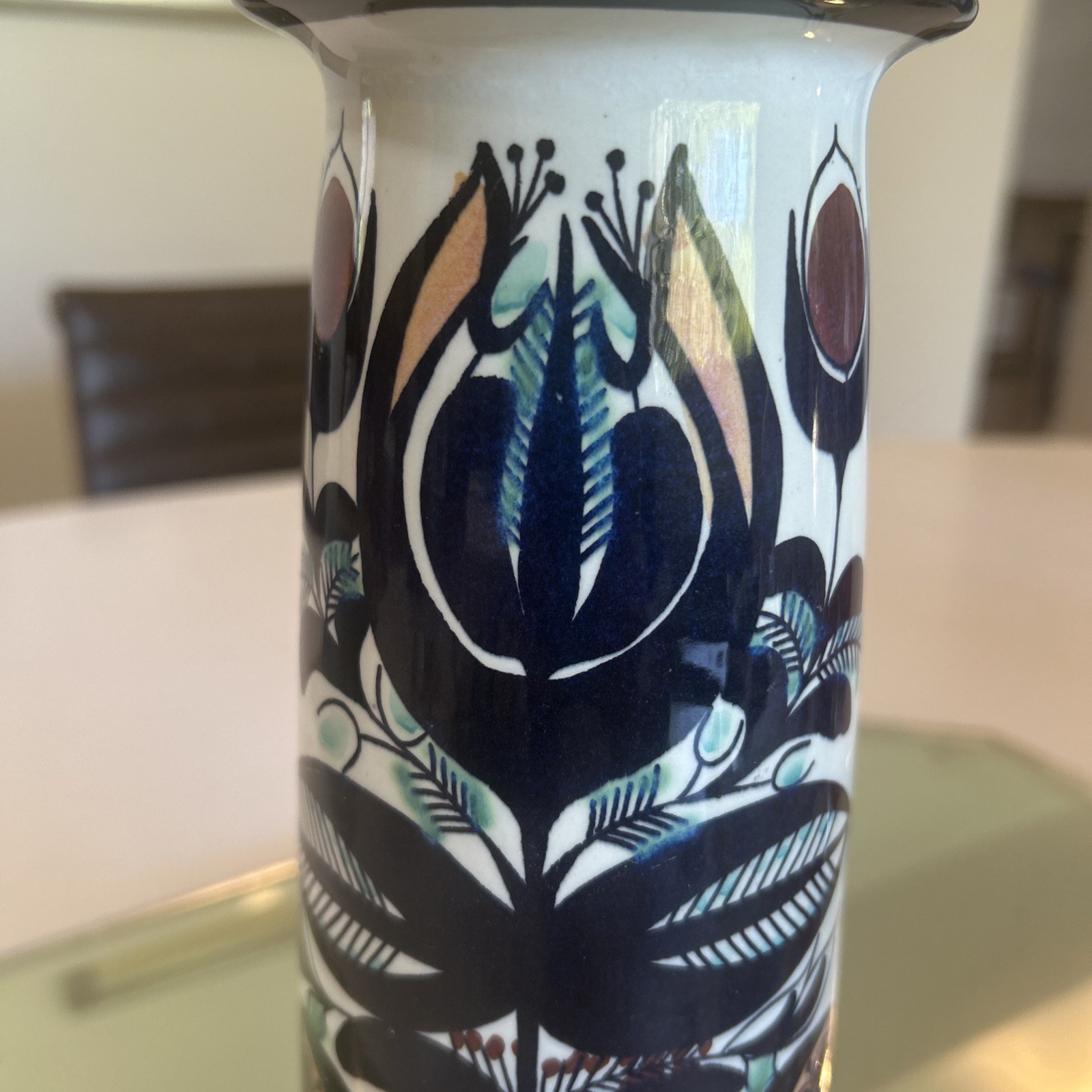 Vtg Royal Copenhagen Sweden Hand Painted Tenets 9.75” Vase Signed WOW