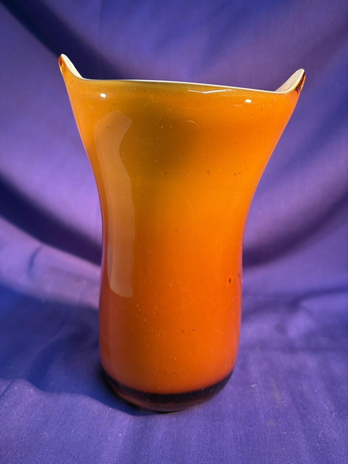 Orange Owl Vase in Murano style hand-blown 8in 20cm 3 pounds