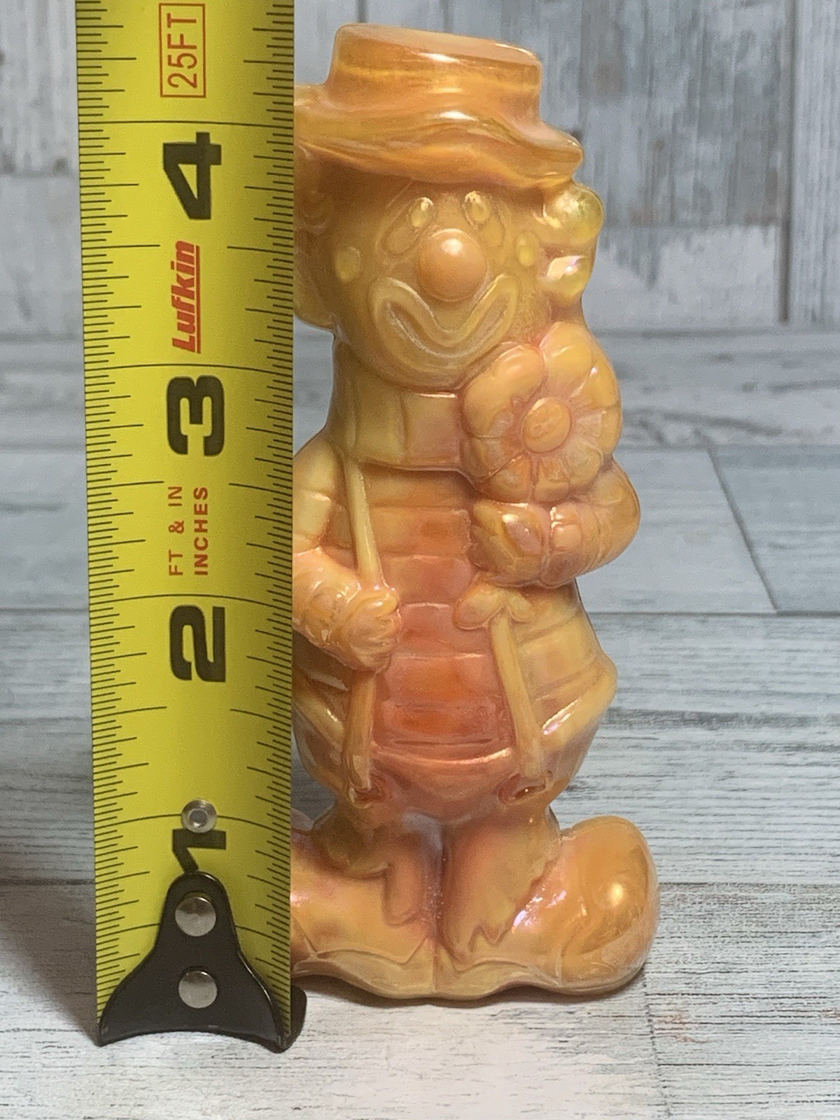 Boyd Glass Virgil Two Faced Happy Sad Clown Orange Custard Slag Glass UV Glow