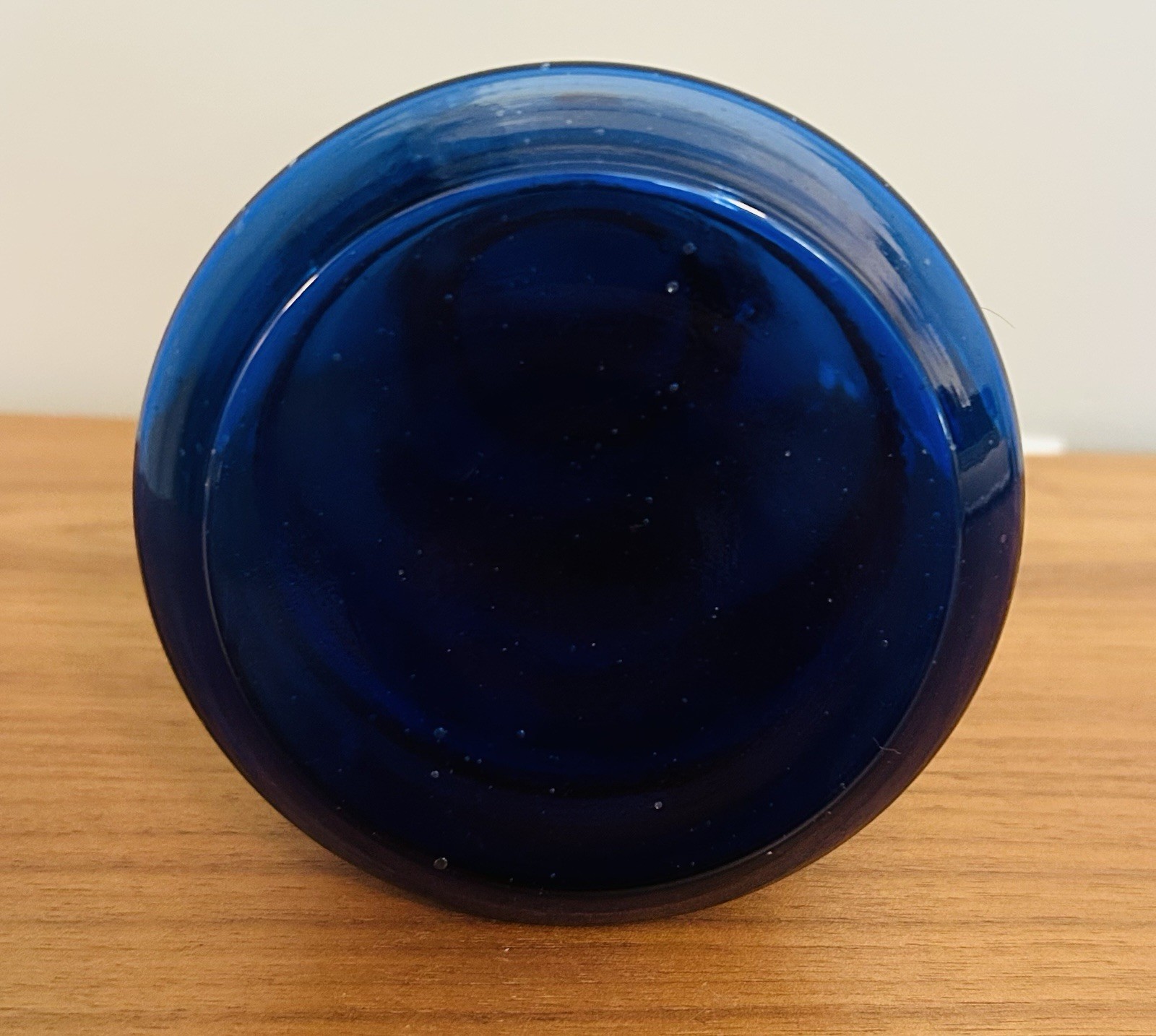 Vintage Cobalt Blue Glass Bottle Vase Ornate Silver Tone Trim Beaded 8”