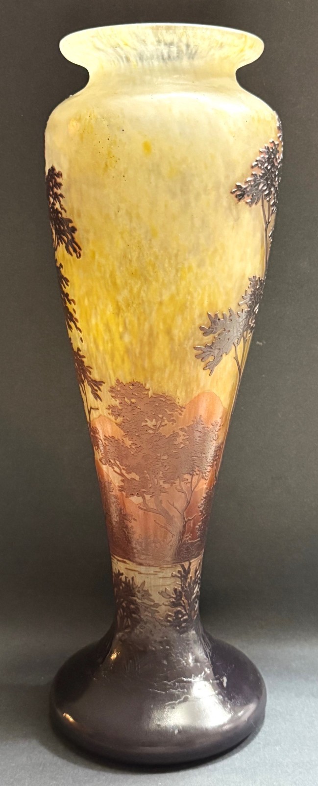 Antique c1910 Original Large 18” Art Nouveau Daum Nancy Cameo Glass Vase