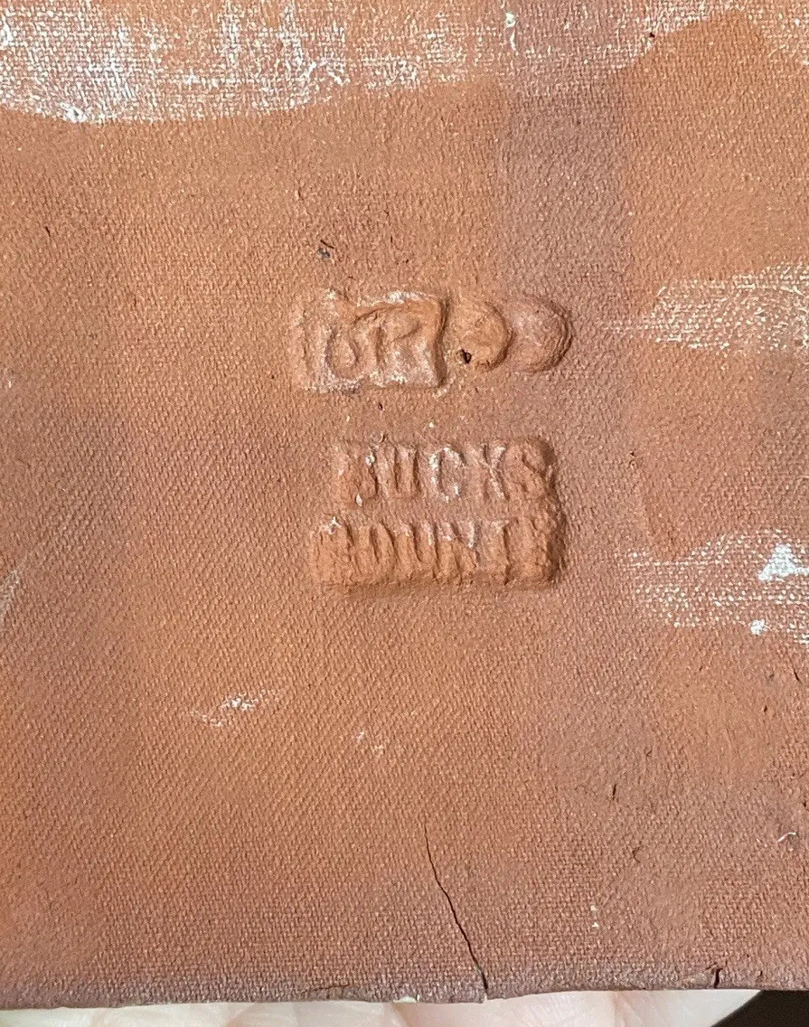 Mercer Moravian Pottery Tile Scarab Beetle Square Bucks County PA Terracotta Vtg