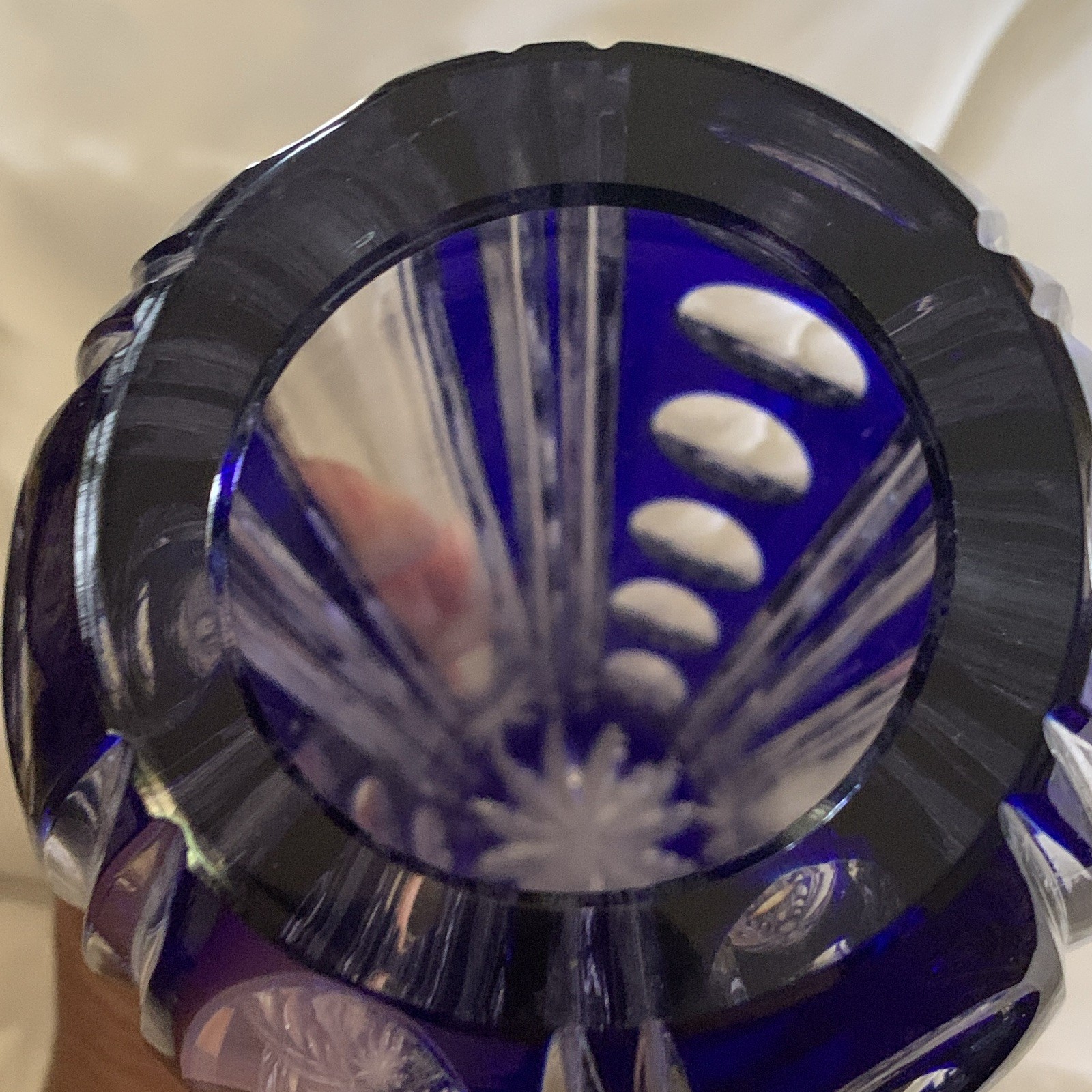 ￼ Cobalt blue cut to clear vase 9 inches made in Belgium 1920s or 30s