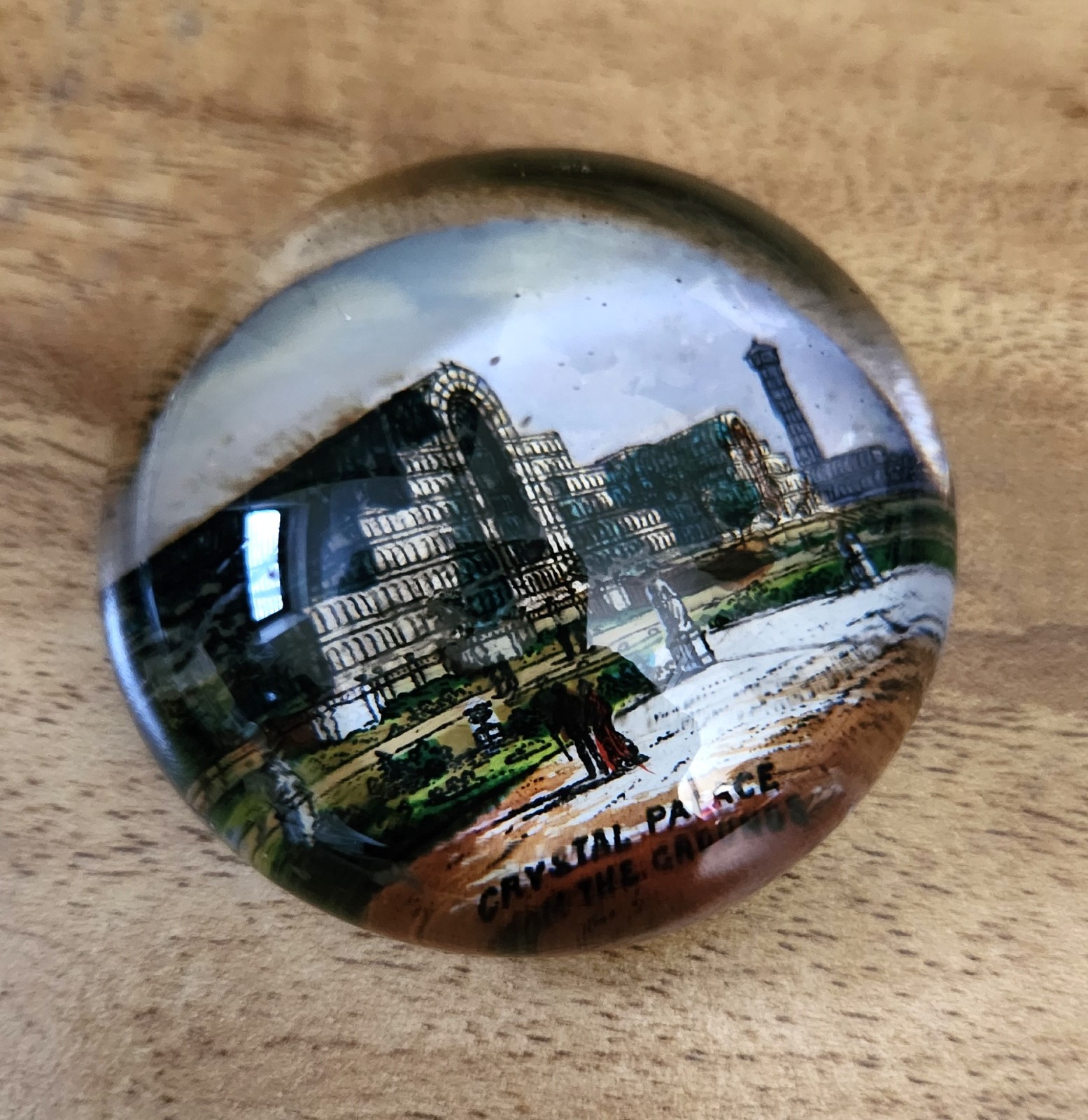 Rare Victorian Crystal Palace London souvenir glass paperweight c1880s