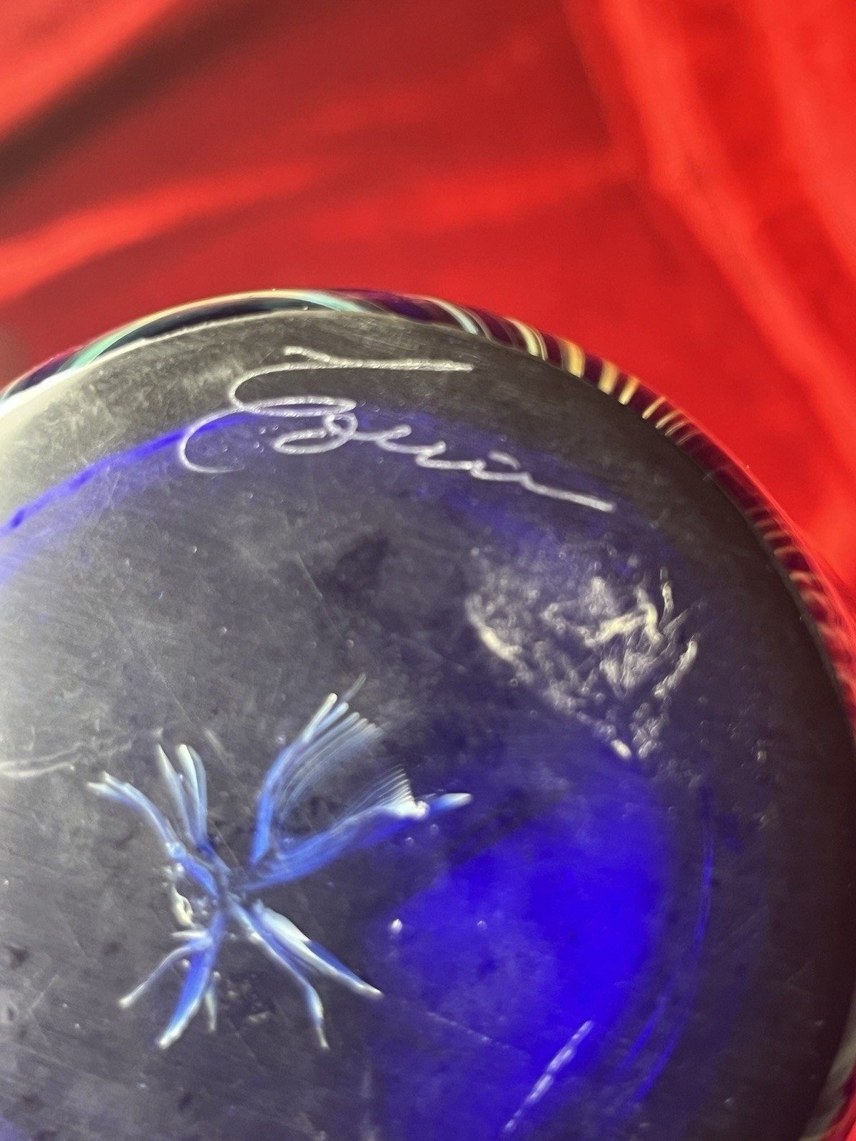 Art Glass Vase Blue Silver Pulled Signed Swirl Exquisite Unique Rare